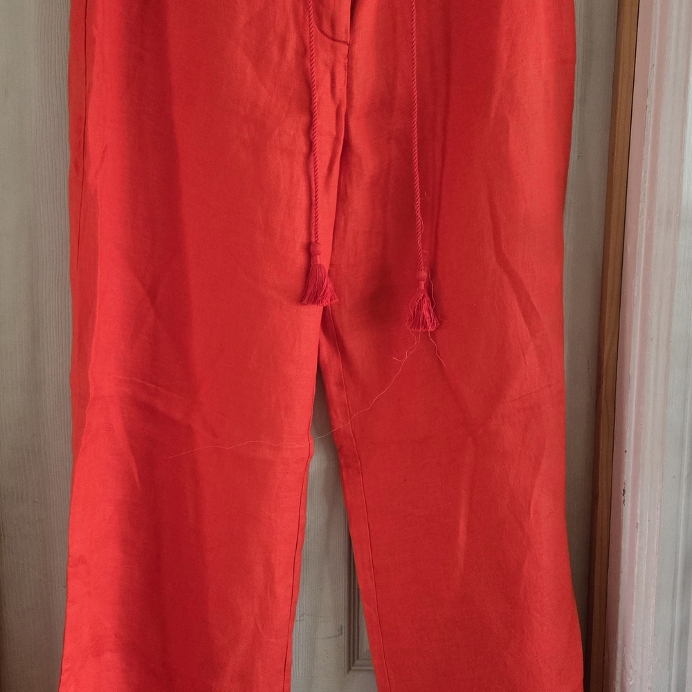 LOFT Bright Orange Linen Pants